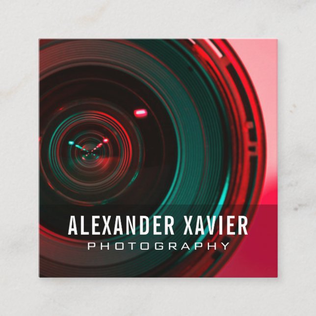 modern vittextfotograf för övertäckning fyrkantigt visitkort (Framsida)