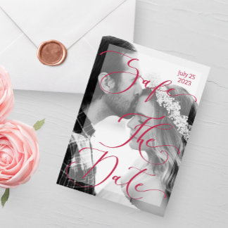 Modern Viva magenta Photo Elegant Inbjudningar