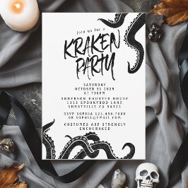 Modern Vuxen Halloween fest Gothic Spooky Kraken Inbjudningar