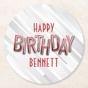 Modern Vuxen Red Birthday Underlägg Papper Rund