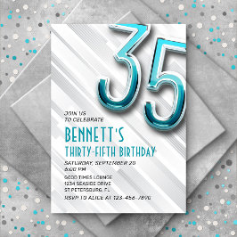 Modern Vuxen Teal 35e Birthday-inbjudan Inbjudningar