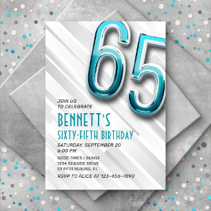 Modern Vuxen Teal 65e Birthday-inbjudan Inbjudningar