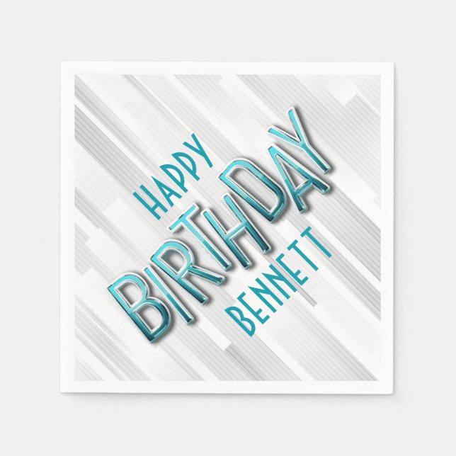 Modern Vuxen Teal Birthday Pappersservett (Framsidan)
