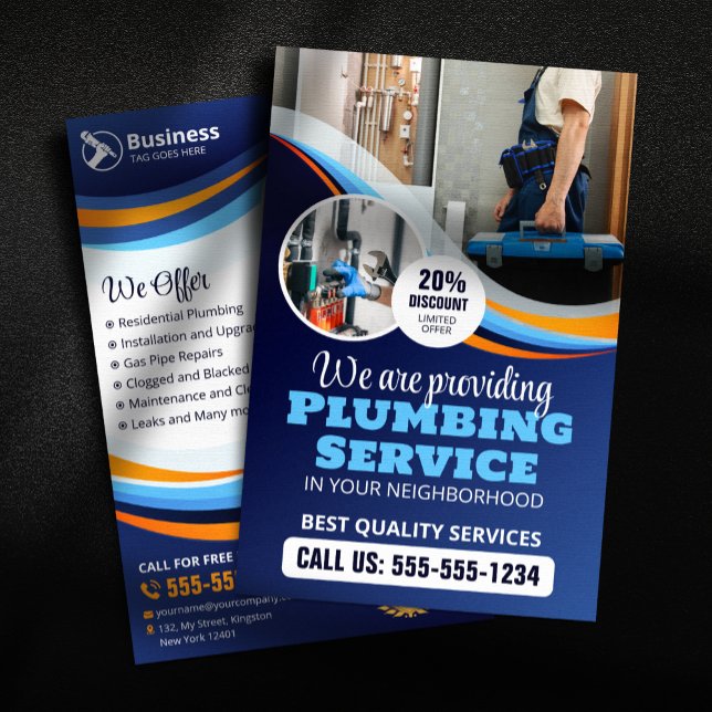 Modern VVS-installation Blå Orange Flygblad (Skapare uppladdad)