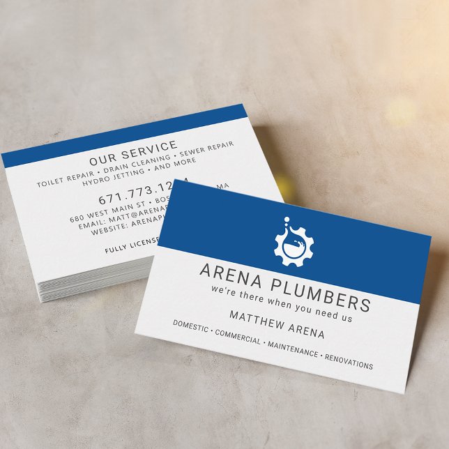 Modern VVS-service Visitkort (Modern Contractor Plumbing Service Business Cards)