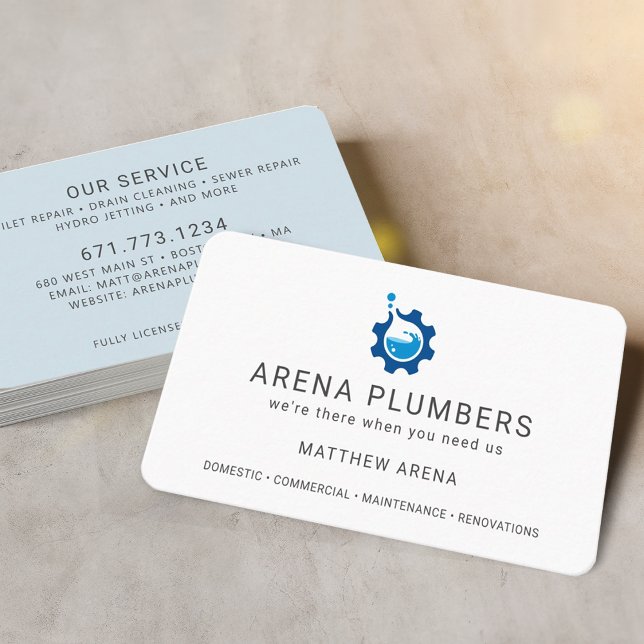Modern VVS-service Visitkort (Modern Contractor Plumbing Service Business Card)