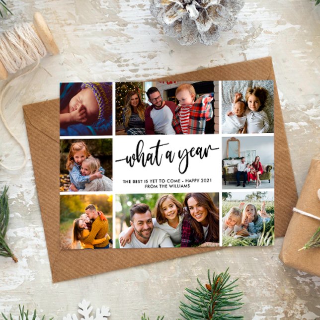 Modern vykort för ett års fotokollage (Skapare uppladdad)