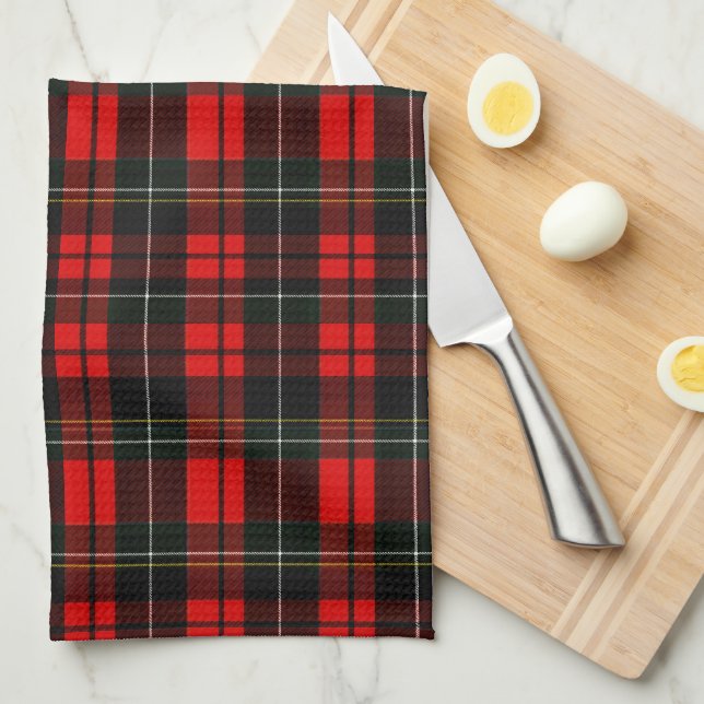 Modern Wallace Red Scottish Tartan Rutmönster Kökshandduk (Vikt i Fjärdedel)