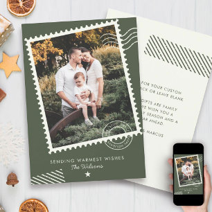 Modern Warm Familjefoto Söt Stämpel Julkort