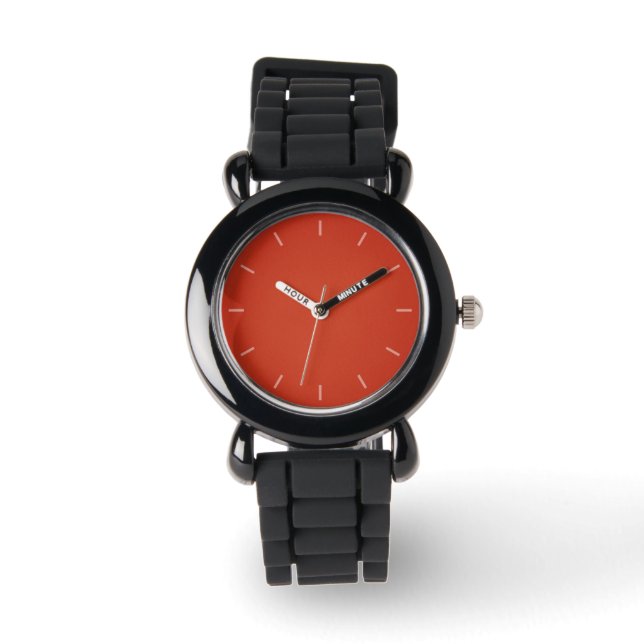 Modern Warm Red Grainy Struktur Armbandsur (Framsida)