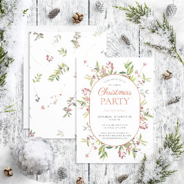 Modern Warm Winter Berry jul Party Inbjudningar