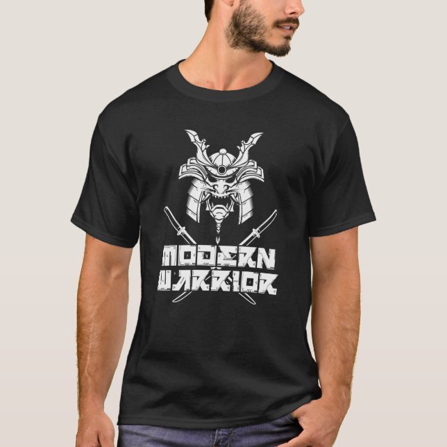 Modern Warrior Samurai japansk mask T Shirt (Framsida)