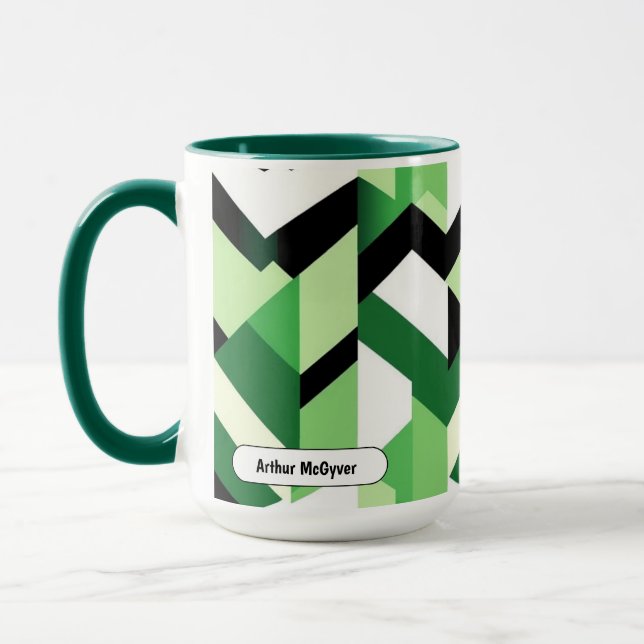 Modern Wasabi Green Block Chevron Design Mugg (Vänster)