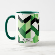 Modern Wasabi Grön Block Chevron Design