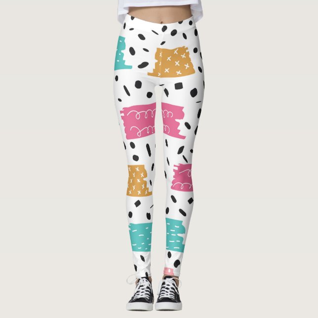Modern Washi Tape Design Leggings (Framsida)