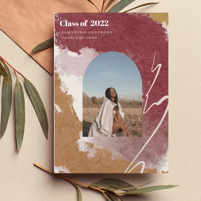 Modern Watercolor Abstrakt Student Photo Inbjudningar (Skapare uppladdad)