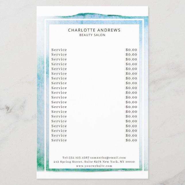 Modern Watercolor Abstrakt Weiß Blau Flygblad (Framsidan)