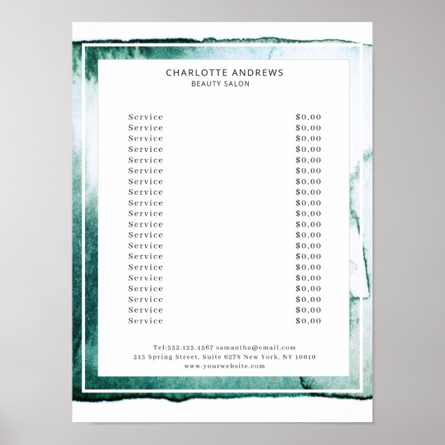 Modern Watercolor Abstrakt Weiß Grün Poster (Framsidan)