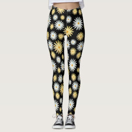 Modern Watercolor April Daisy Mönster Leggings