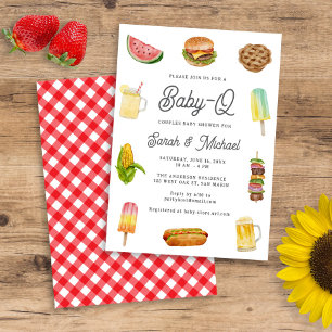 Modern Watercolor BabyQ Könsneutrala Bebis Shower Inbjudningar