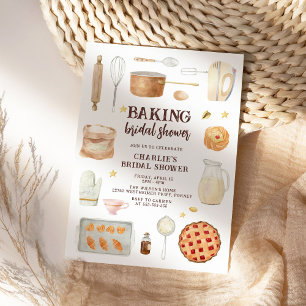 Modern Watercolor Baking Party Möhippa Inbjudningar