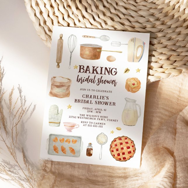 Modern Watercolor Baking Party Möhippa Inbjudningar (Skapare uppladdad)