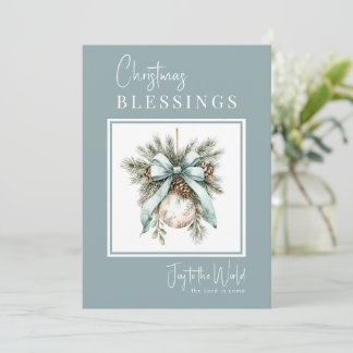 Modern Watercolor Bauble Christmas Blessings Julkort