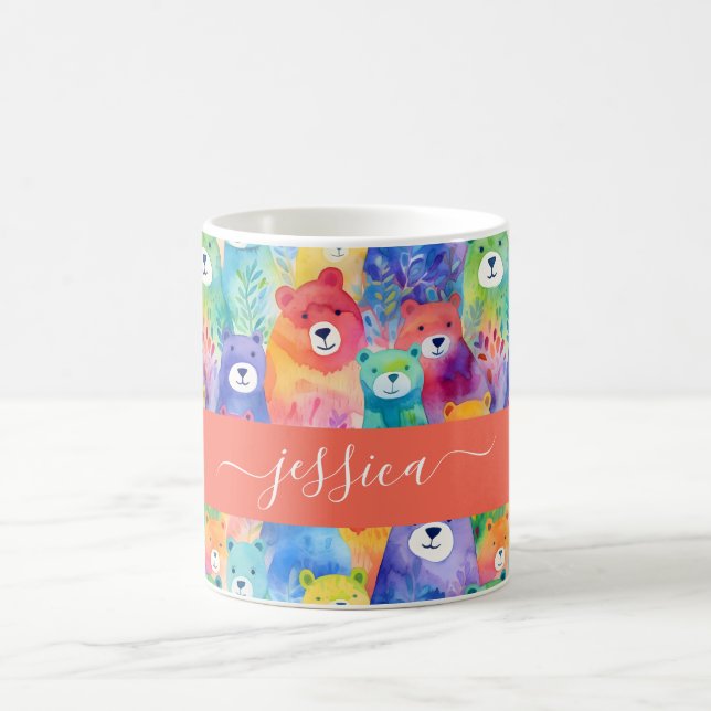 Modern watercolor bears pattern script name kaffemugg (Center)