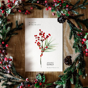 Modern Watercolor Berry Fir Corporate-jul Inbjudningar