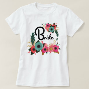 Modern Watercolor Blommigt Bachelorette Party Brid T-shirt