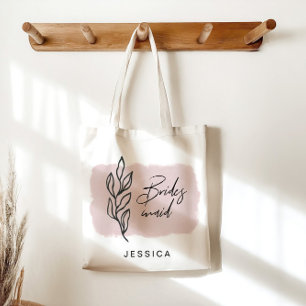 Modern Watercolor Blommigt Bridesmaid Tote Bag Tygkasse