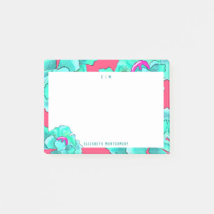 Modern Watercolor Blommigt Fuchsia Personlig Post-it Block