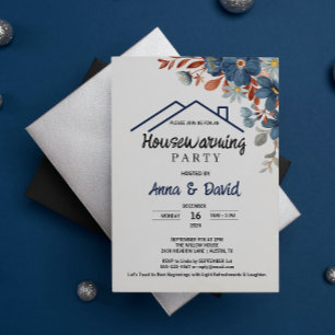 Modern Watercolor Blommigt Houseuppvärmning Party Inbjudningar