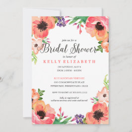 MODERN WATERCOLOR BLOMMIGT inbjudningskort för möh