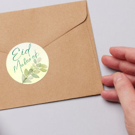 Modern Watercolor Blommigt Islamic Eid Mubarak Runt Klistermärke