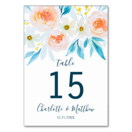 Modern Watercolor Blommigt Personlig Bröllop Bordsnummer