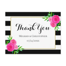 Modern Watercolor Blommigt Rand Bröllop Tack