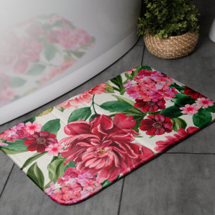 Modern Watercolor blommigt rosa Red blommor Badrumsmatta