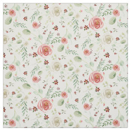 Modern Watercolor Blommigt Rosa White Blommigt Fol Tyg