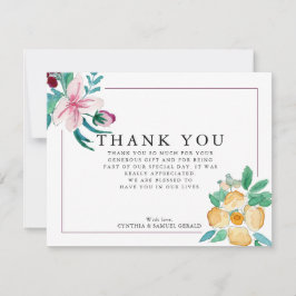 Modern Watercolor Blooms Bröllop Tack Kort