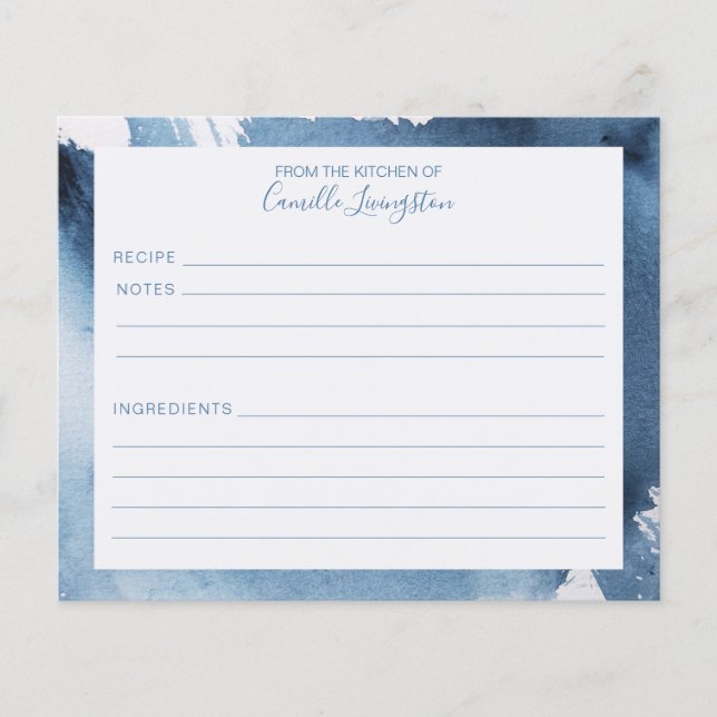 Modern Watercolor Blue Abstrakt Namn Rececificatio (Framsida)