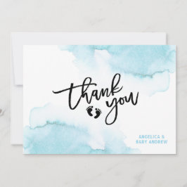 Modern Watercolor Blue BOY Oh BOY Baby Shower than Tack Kort