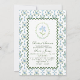Modern Watercolor Blue flowers Bridal ShInvitation Inbjudningar