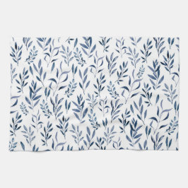 Modern Watercolor Blue Löv Mönster Kökshandduk