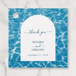 Modern Watercolor Blue Ocean Beach Wedand Gåvor Etiketter