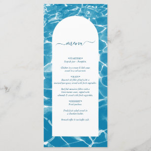 Modern Watercolor Blue Ocean Beach Wedand Meny