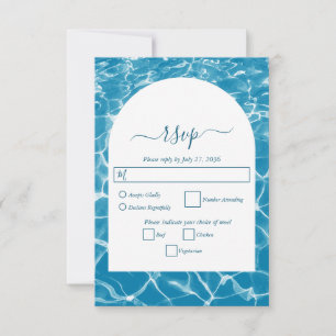 Modern Watercolor Blue Ocean Beach Wedand OSA Kort