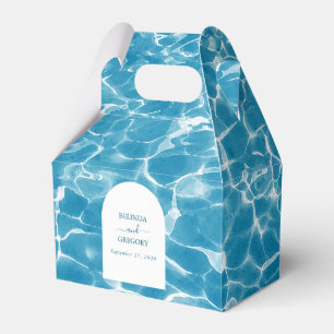 Modern Watercolor Blue Ocean Beach Wedand Presentaskar