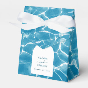 Modern Watercolor Blue Ocean Beach Wedand Presentaskar