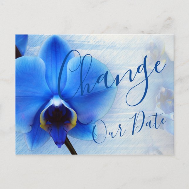 Modern Watercolor Blue Orchid-Blommigt Vykort (Framsida)